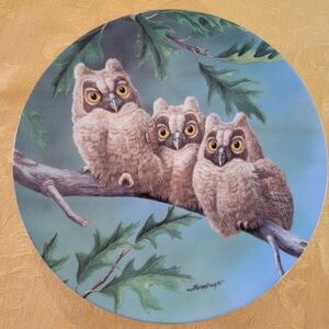 Bradford Exchange three's company long-eared owls collector plate